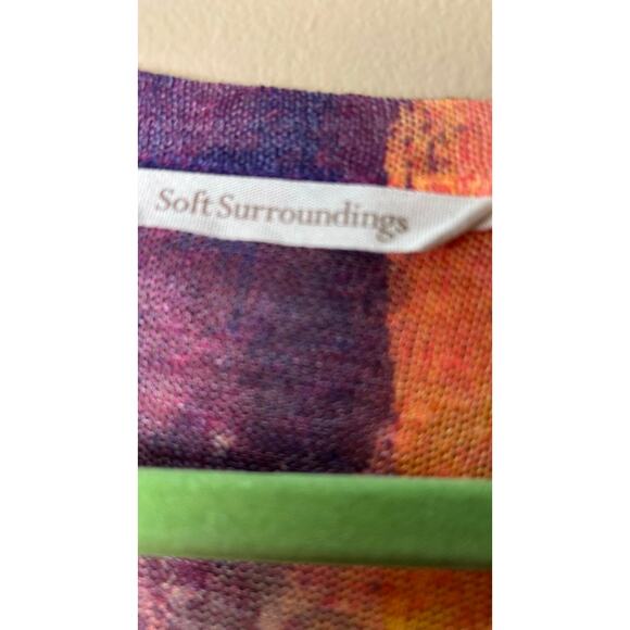 Soft Surroundings Multi Watercolor Pattern V Neck Top Size M - Picture 5 of 9